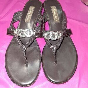 Brighton Women's Brown Sandals with Silver Chain